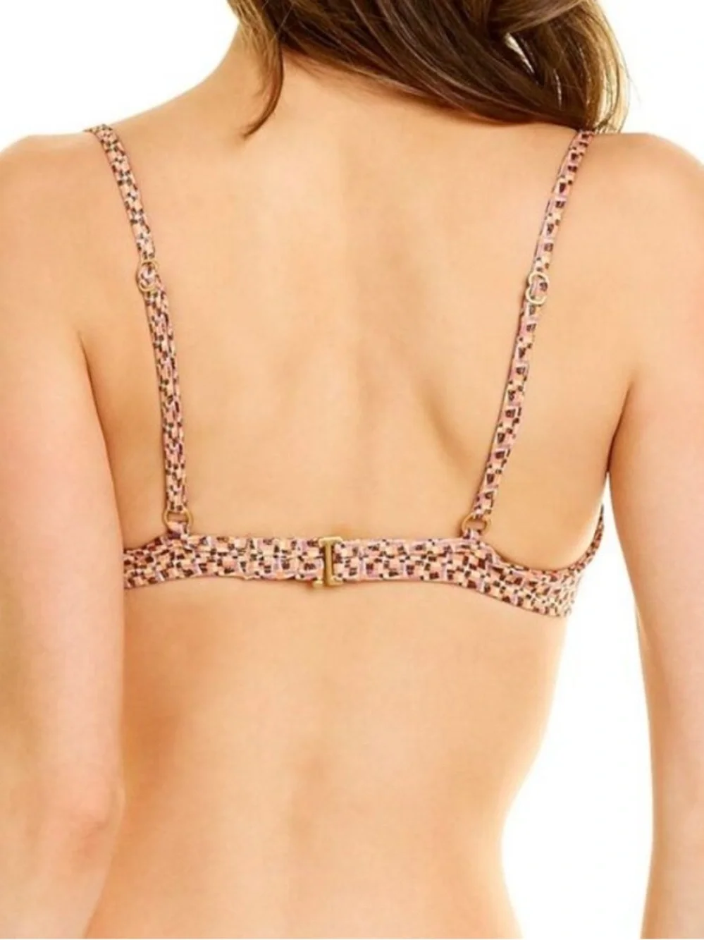 NWT L*Space Womens Missy shimmer kaleidoscope mosaic print swim Bikini Top M